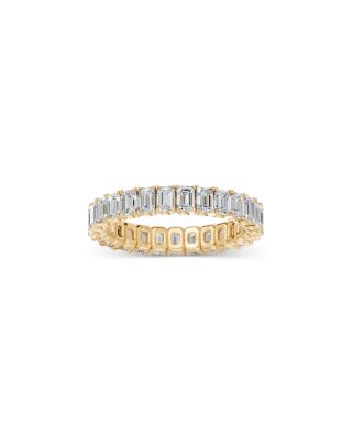 Diamond Emerald Cut Eternity Ring in 14K Yellow Gold, 3.0 tcw