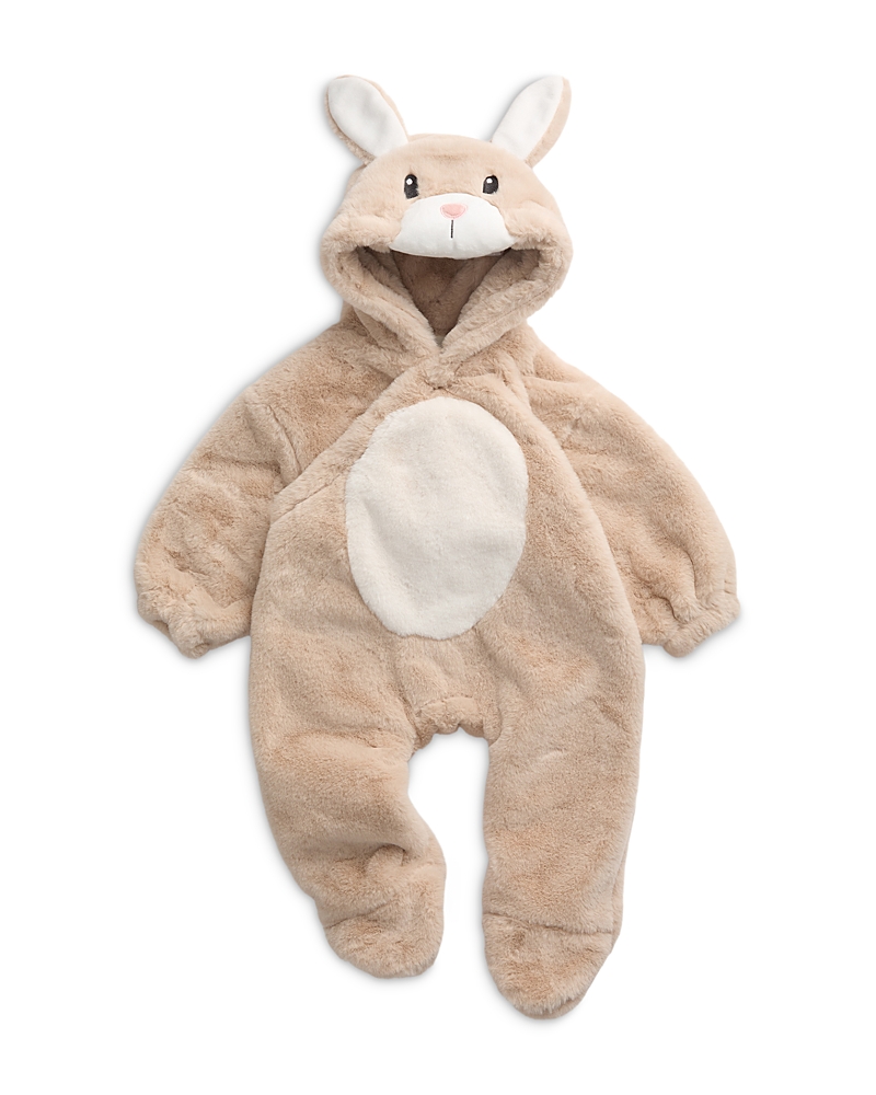 Mori Unisex Faux Fur Penguin Hooded Footed Pramsuit Coverall - Baby In Tapioca
