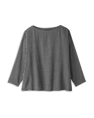 Wool Cotton Check Bateau Neck Boxy Top - thumbnail 6