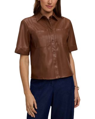 Demi Faux Leather Short Sleeve Shirt