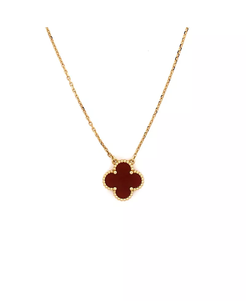 Pre-Owned Van Cleef & Arpels Vintage Alhambra Pendant Necklace 18K Gold and Carnelian, 16.25