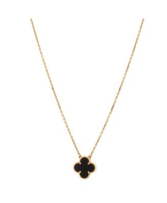  Vintage Alhambra Pendant Necklace 18K Gold and Onyx, 16.5"