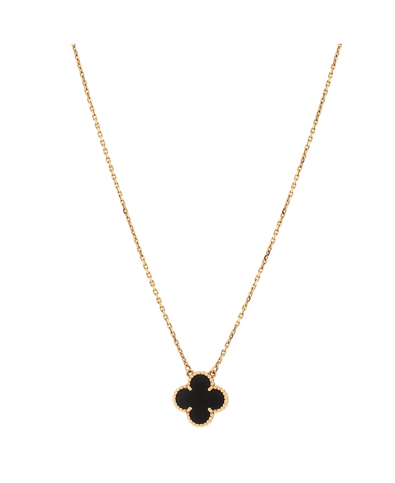 Pre-Owned Van Cleef & Arpels Vintage Alhambra Pendant Necklace 18K Gold and Onyx, 16.5