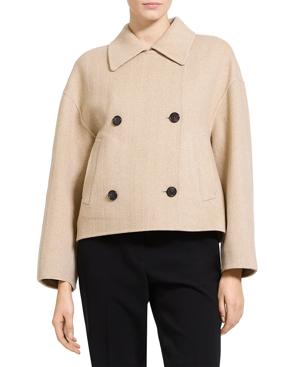 Theory Double Breasted Wool & Cashmere Peacoat