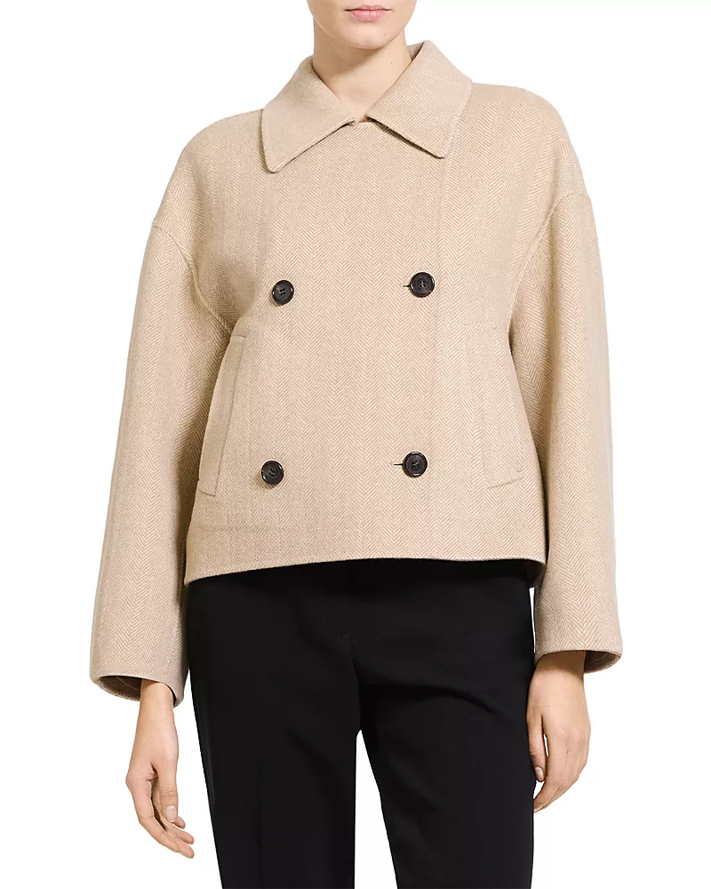 Theory Double Breasted Wool & Cashmere Peacoat
