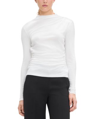 High Neck Gathered Long Sleeve Tee