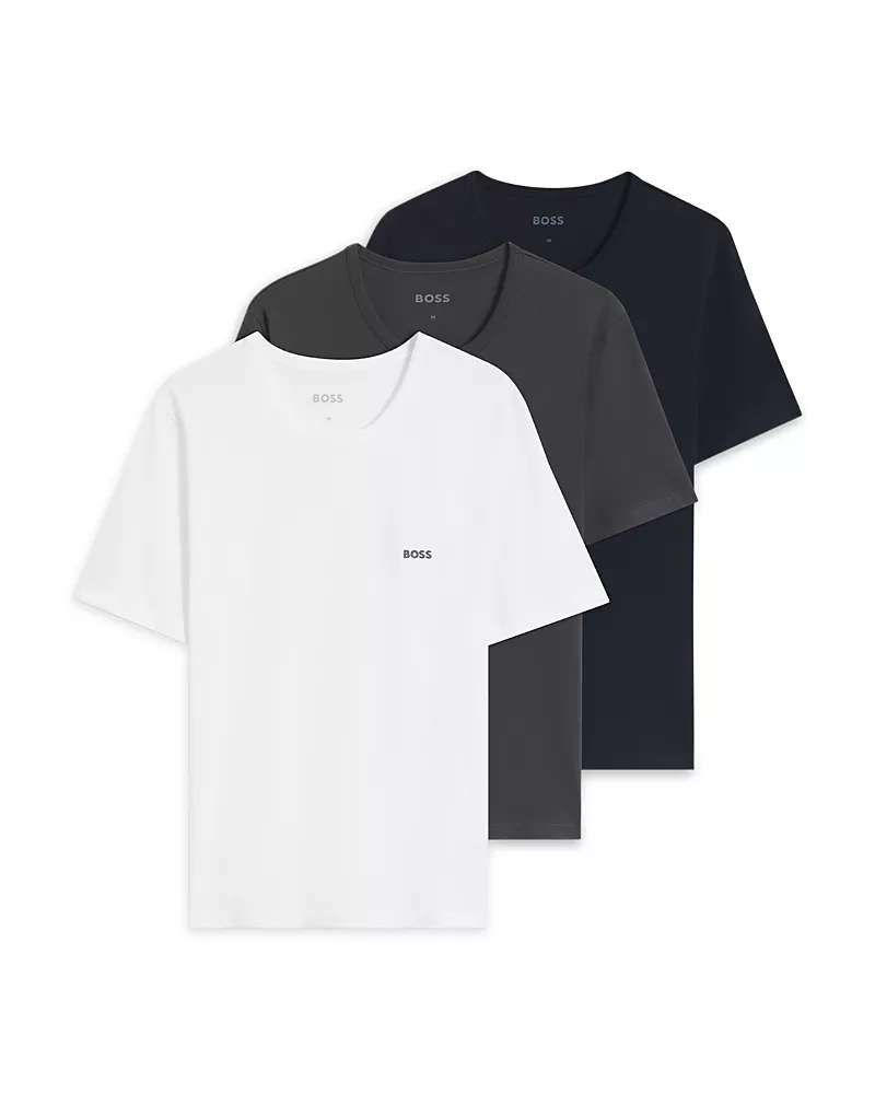 Boss Crewneck Logo Cotton Tees, Pack of 3