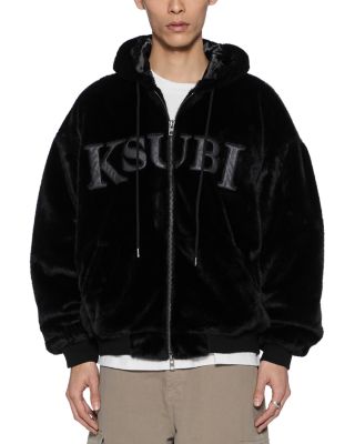 Walkout Faux Fur Hood Logo Drawstring Jacket