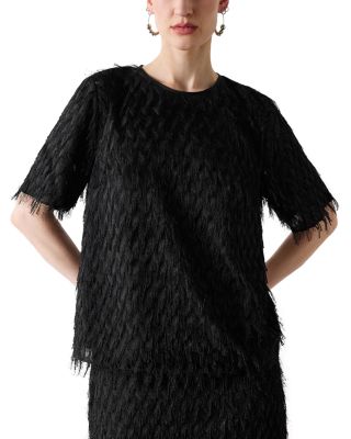 Tufted Fringe Short Sleeve Top