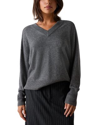 Cashmere Seam Detail V Neck Sweater