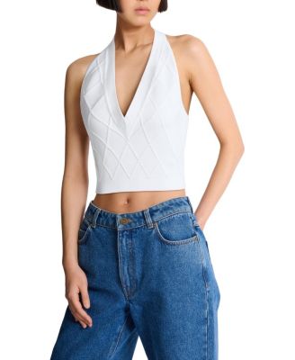 Balmain Quilted Knit Halterneck Top