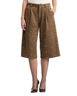 Avec Les Filles Embellished High Rise Wide Culotte Pants