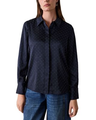 Embellished Hammered Satin Shirt