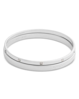 Signature Logo Stone Duo Bangle Bracelet Boxed Set