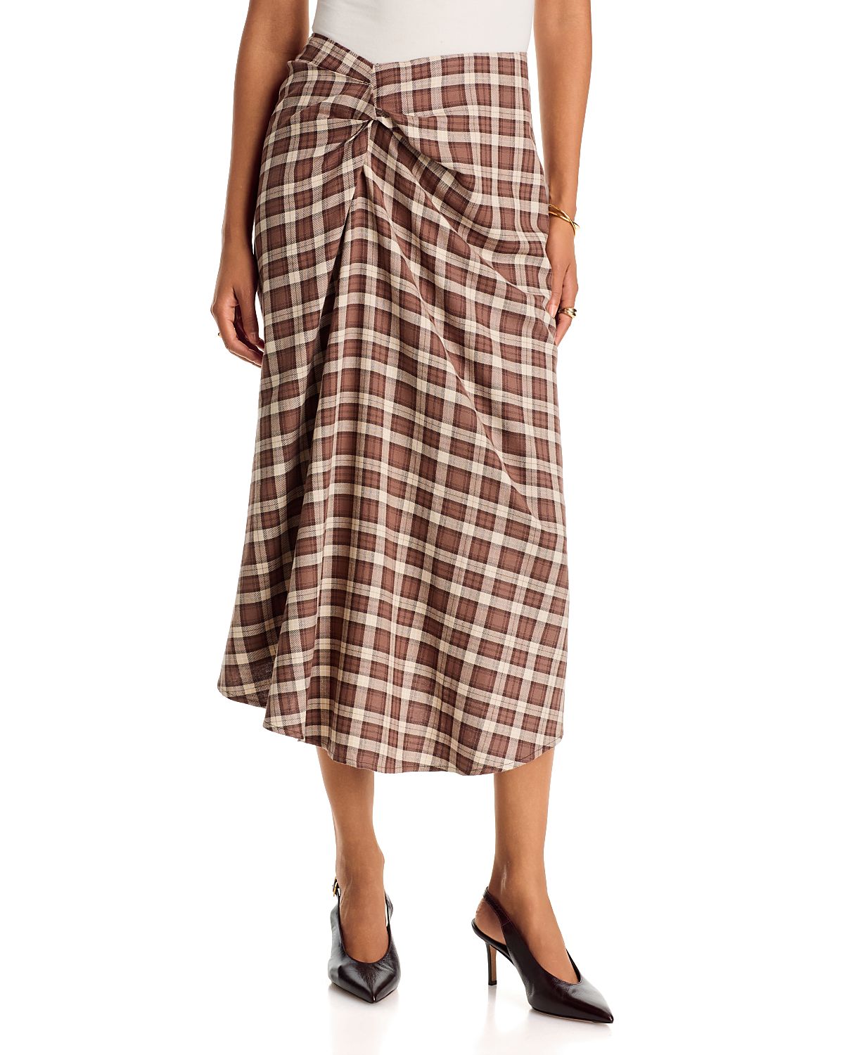 Wayf Laurel Cotton Gathered Midi Skirt