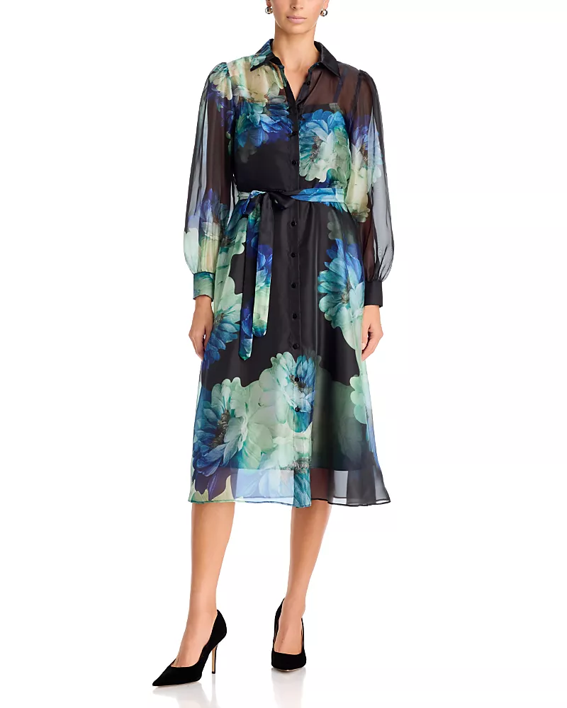 Elie Tahari The Romy Belted Shirt Dress