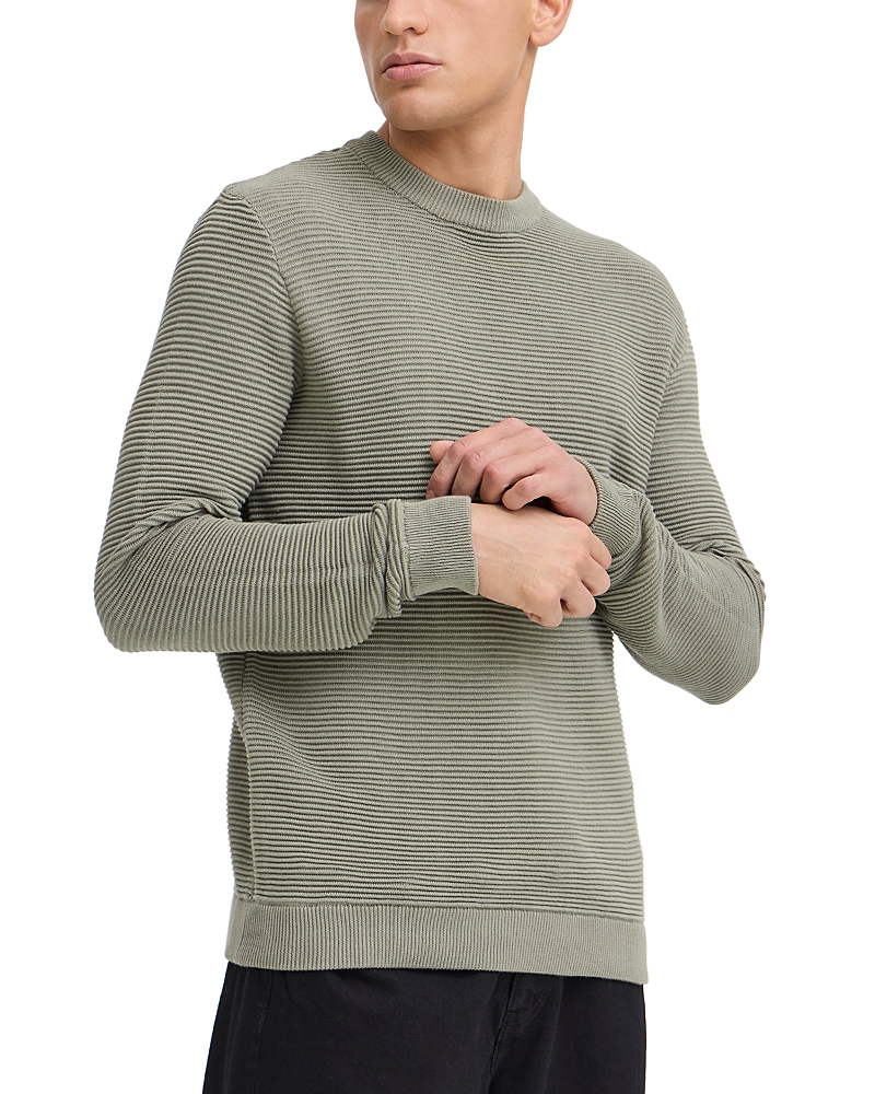 Solid ! Cotton Ribbed Knit Vetiver Sweater