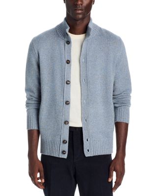 Zanone Melange Geelong Wool Mock Neck Button Cardigan Sweater