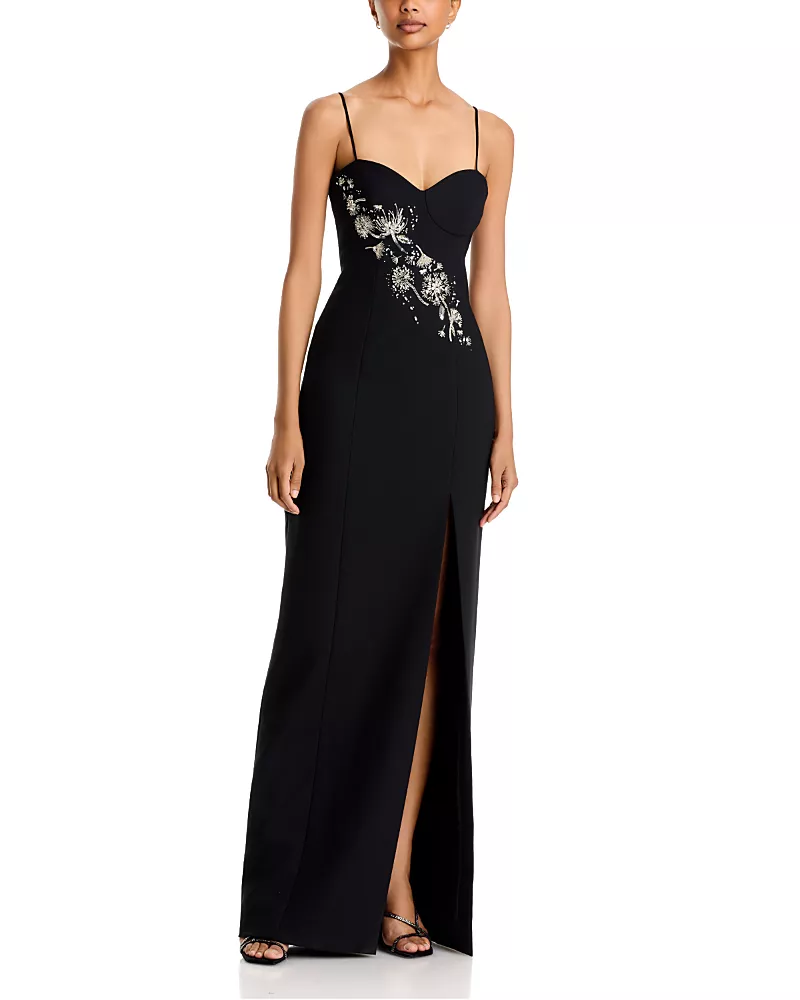 Cinq a Sept Amelina Embellished Side Slit Gown