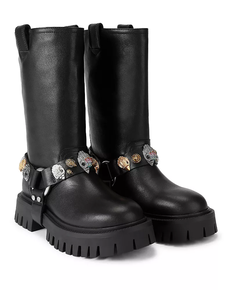 Kurt Geiger London Women's Eagles Harness Leather Biker Boots