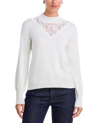 Lace Yoke Mock Neck Sweater