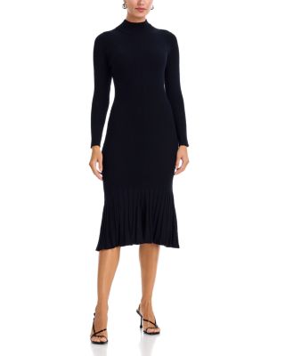 Mock Neck Rib Trumpet Dress