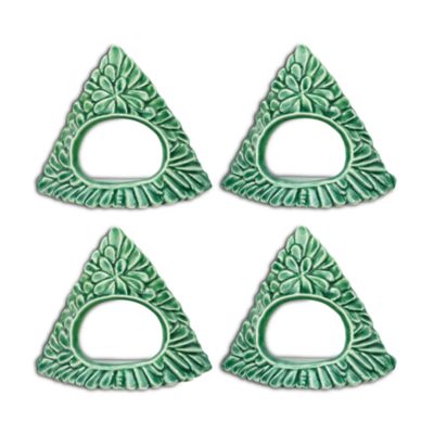 Lastra Holiday Green Figural Napkin Rings, Set of 4