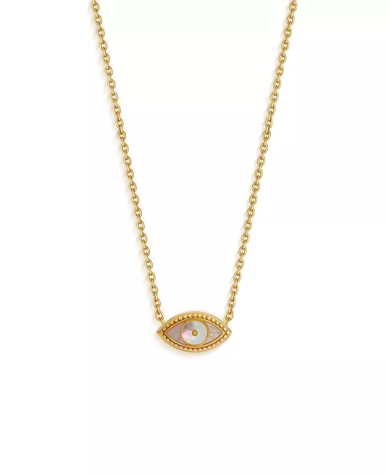Karma and Luck Glowing Energy Evil Eye Mother of Pearl Necklace