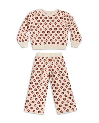 Girls' Jacquard Knit Poinsettia Top & Pants Set - Little Kid