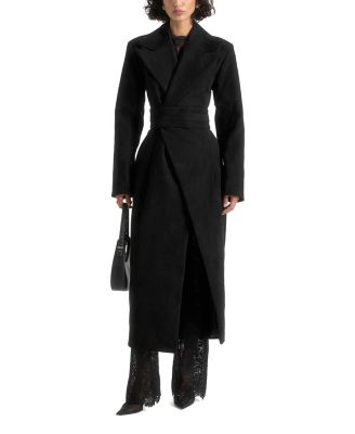 Esma Suede Asymmetric Coat with Cinch Belt