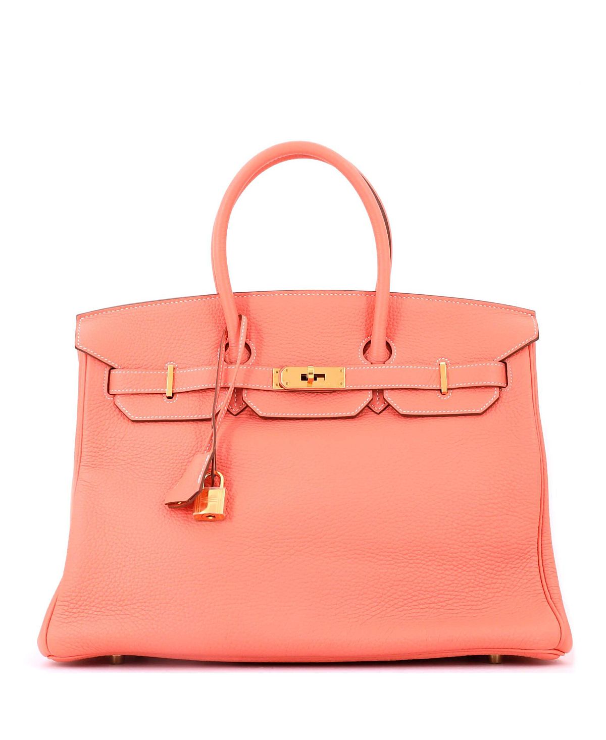 Pre-Owned HERMES Birkin 35 Handbag Pink Clemence with Gold Hardware