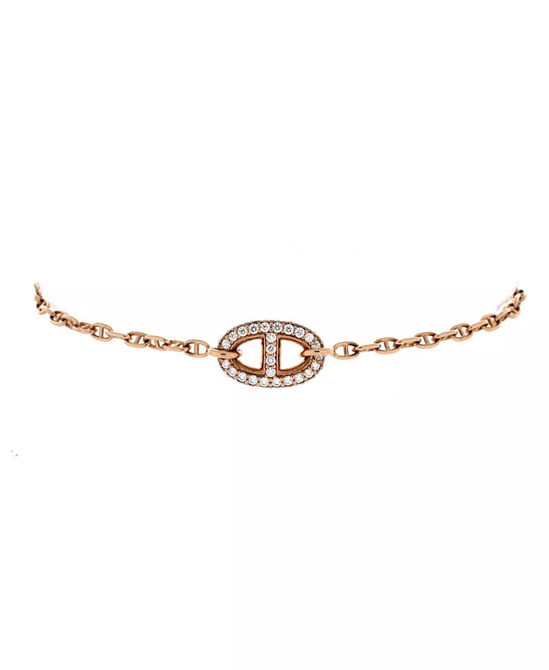 Pre-Owned HERMES New Farandole Bracelet 18K Rose Gold with Diamonds