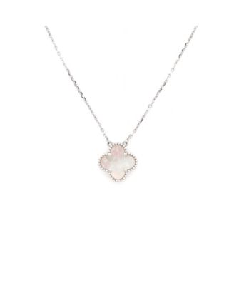 Vintage Alhambra Pendant Necklace 18K White Gold and Mother of Pearl, 16.25"