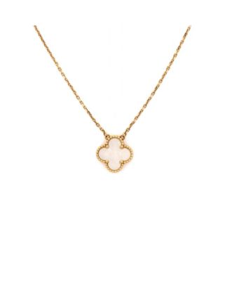 Vintage Alhambra Pendant Necklace 18K Gold and Mother of Pearl, 16.5"