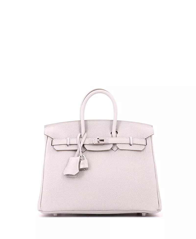 Pre-Owned HERMES Birkin 25 Handbag Grey Togo with Palladium Hardware