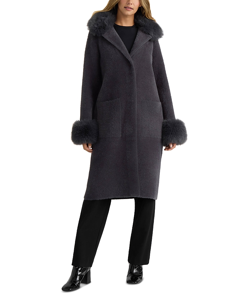 Nvlt Removable Faux Fur Trim Longline Coatigan