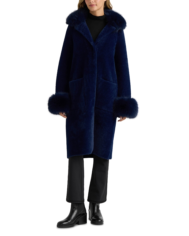 Nvlt Removable Faux Fur Trim Longline Coatigan