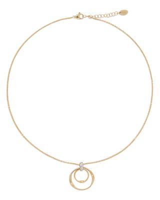 18K White & Yellow Gold Marrakech Diamond Double Circle Pendant Necklace, 0.043 tcw 