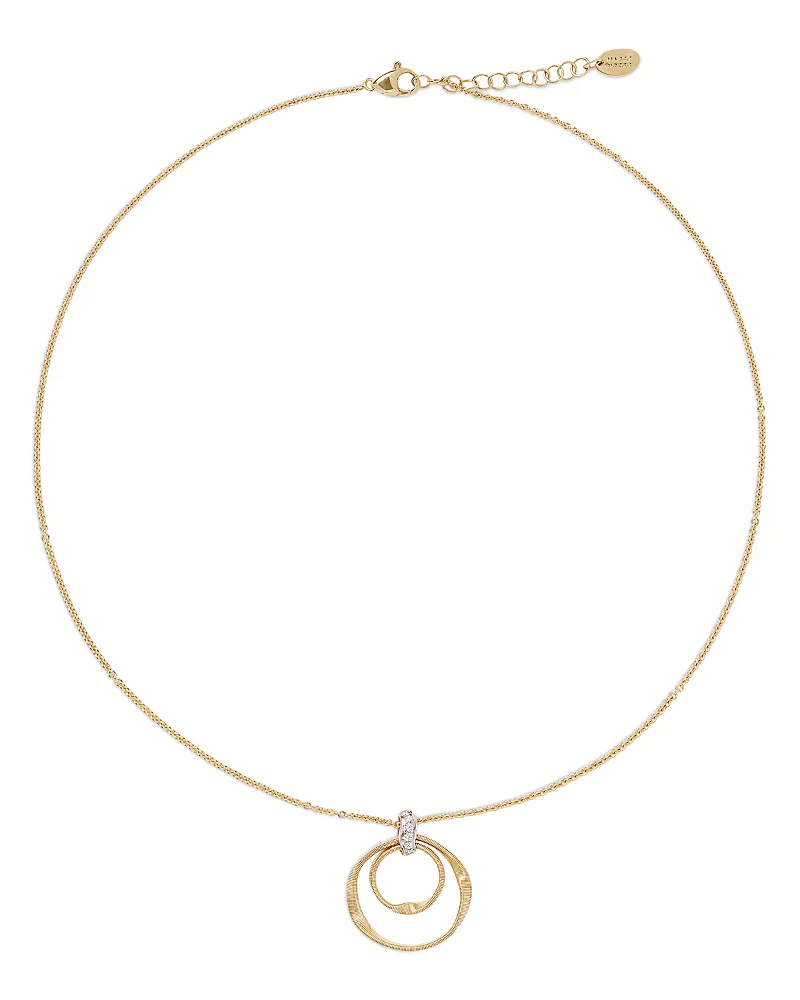 Marco Bicego 18K White & Yellow Gold Marrakech Diamond Double Circle Pendant Necklace, 0.043 tcw