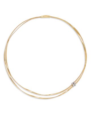 18K White & Yellow Gold Marrakech Diamond Double Strand Collar Necklace, 0.086 tcw