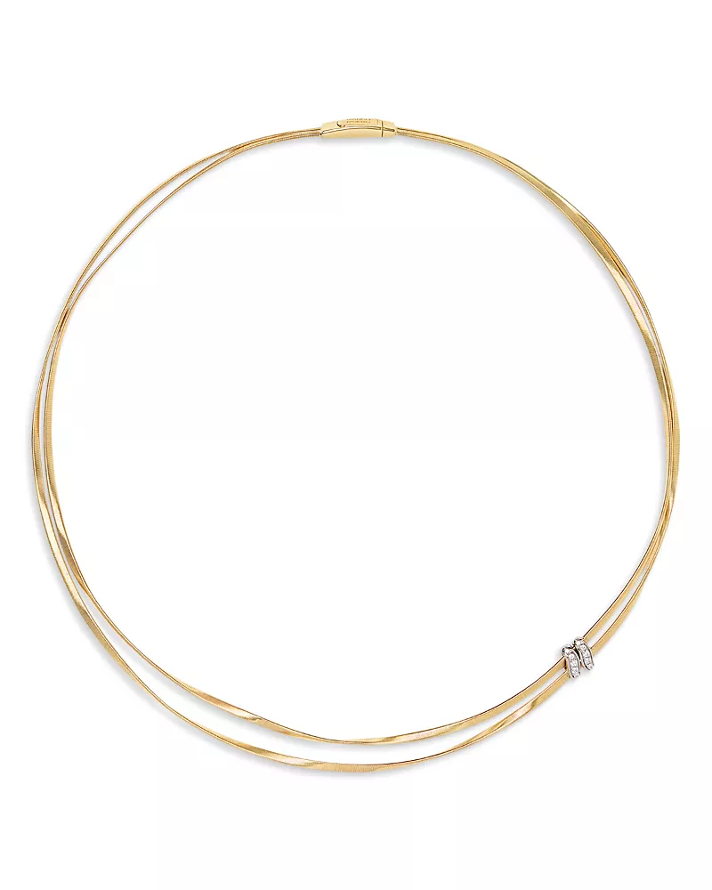 Marco Bicego 18K White & Yellow Gold Marrakech Diamond Double Strand Collar Necklace, 0.086 tcw