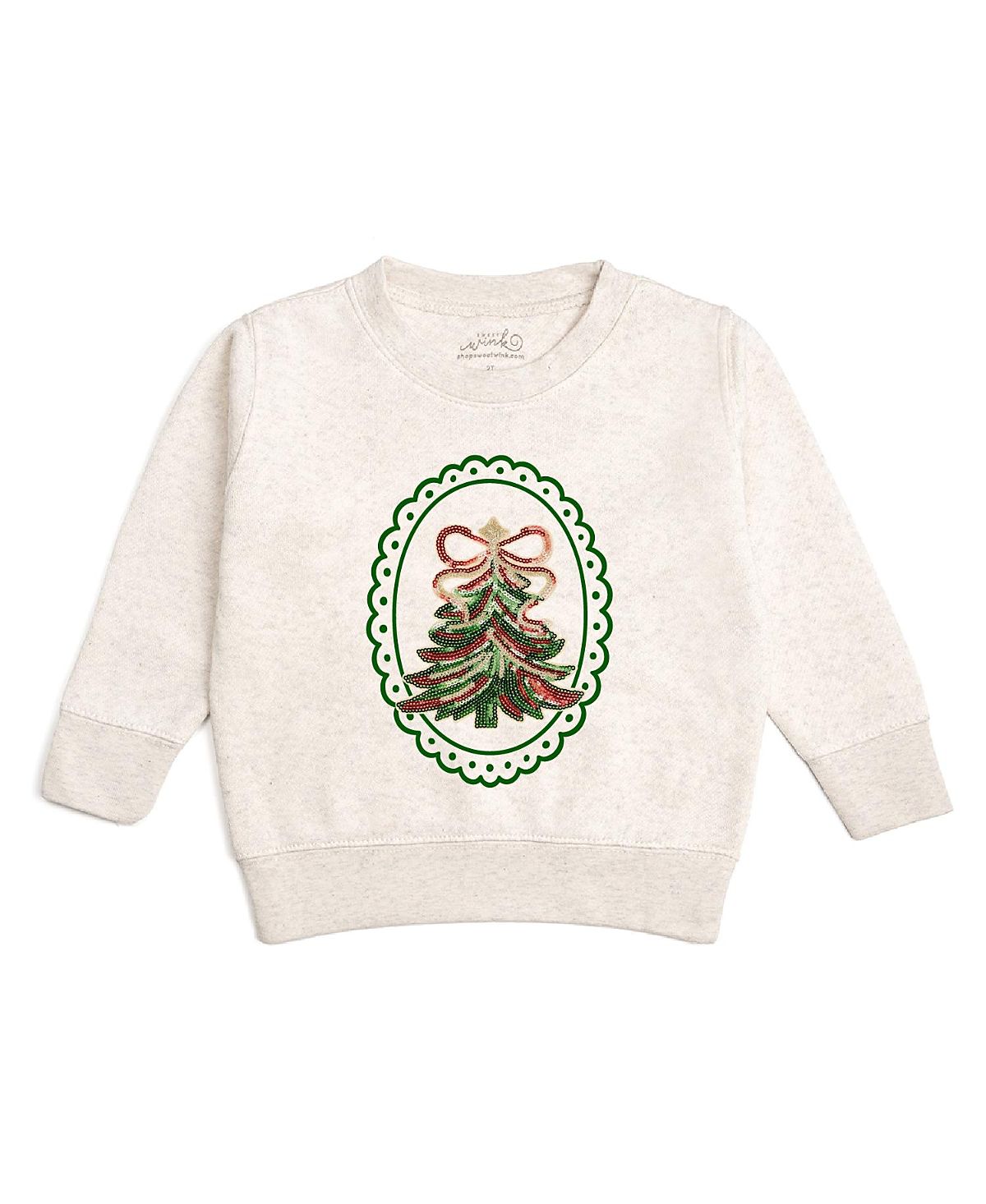 Sweet Wink Girls' Sequin Christmas Tree Patch Sweatshirt - Big Kid