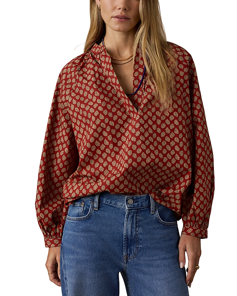 Faherty Coastal Poplin Eleanor Top In Autumn Petals