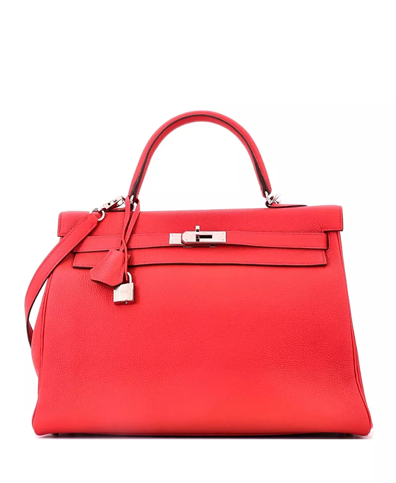 Pre-Owned HERMES Kelly 35 Togo Leather Palladium Hardware Handbag