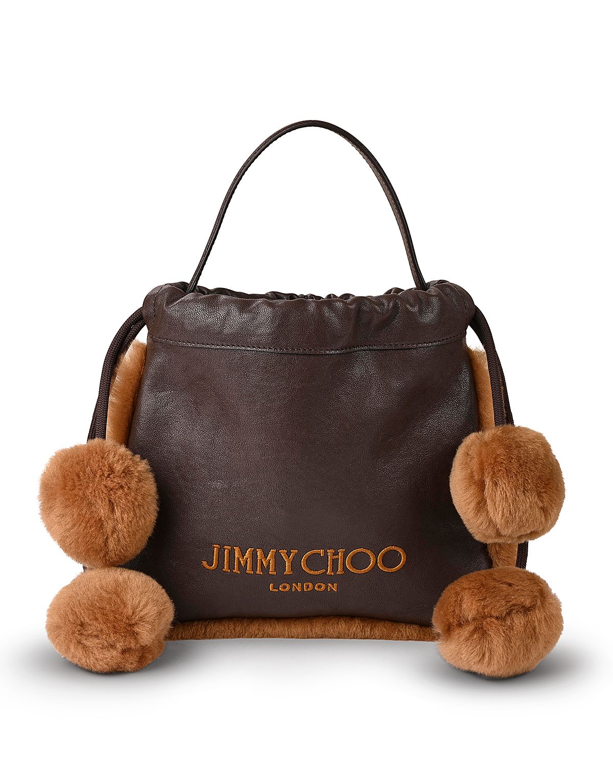 Jimmy Choo Leather & Shearling Drawstring Pouch