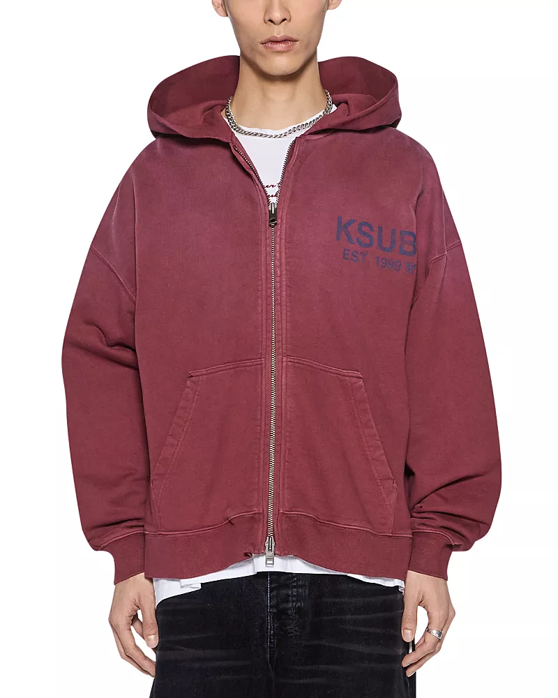 Ksubi State Ekcess Cotton Zip Logo Hoodie