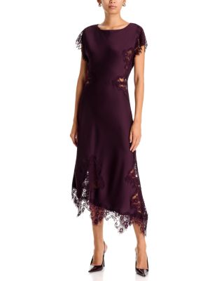 Meg Lace Trim Satin Dress