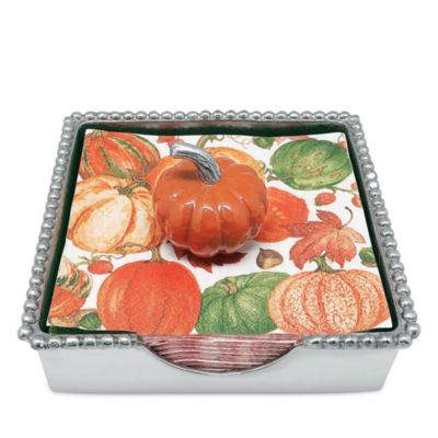 Orange Pumpkin Beaded Napkin Box Set