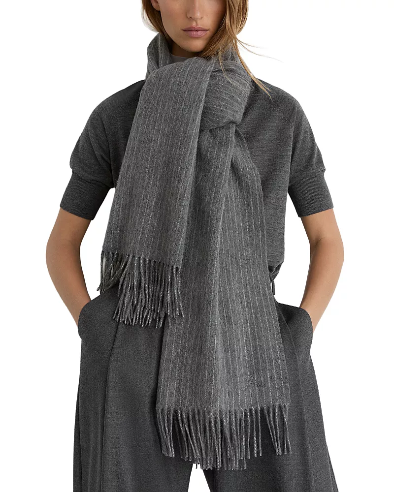 Reiss Picton Wool & Cashmere Chalk Stripe Scarf