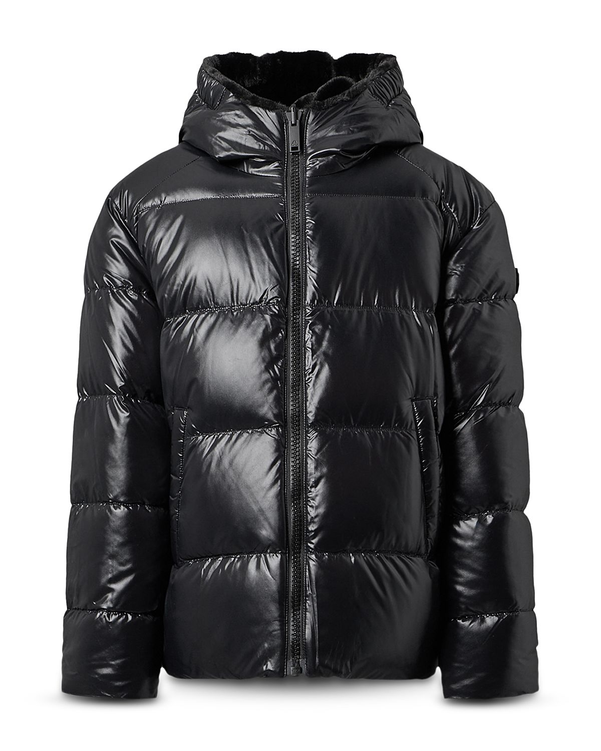 Moose Knuckles Unisex Kings Reversible Faux Fur Down Puffer Bomber Jacket - Little Kid